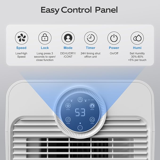 1600 Sq.ft Dehumidifiers for Home, Glowells 21 Pints Dehumidifier - Image 4
