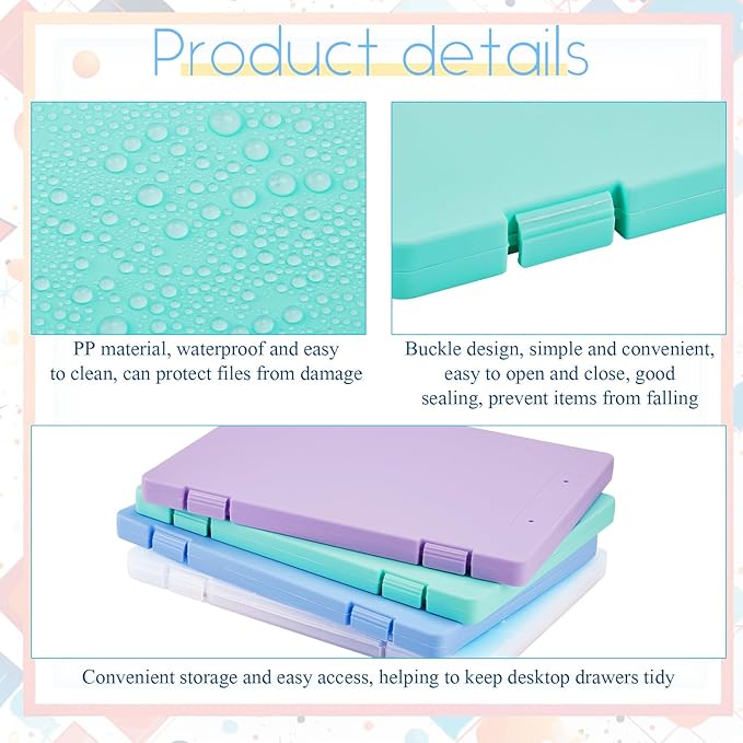 Zhanmai 4 Pcs A4 Paper Organizer Box, Plastic Scrapbook Paper Storage Box File - Image 3
