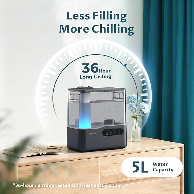BREEZOME 5L Humidifiers for Bedroom Large Room, 36H Top Fill Cool Mist - Image 3