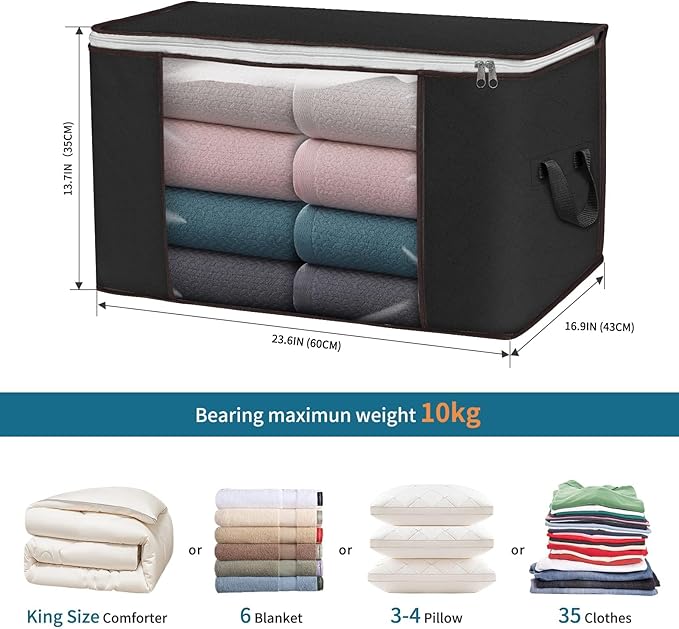 Budding Joy 90 L Large Storage Bags, 10 Pack Clothes Storage Bins Foldable - Image 3