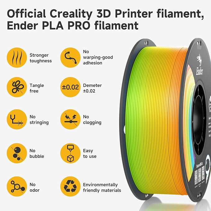 Official CREALITY 3D Printer Filament 1.75mm, Rainbow PLA+ Plus Pro Filament - Image 4