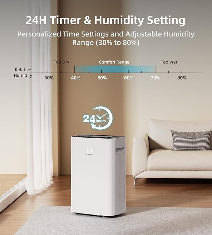 100 Pint Dehumidifier for Home and Basement, 6L Water Tank, 7000 Sq.Ft Coverage - Image 7