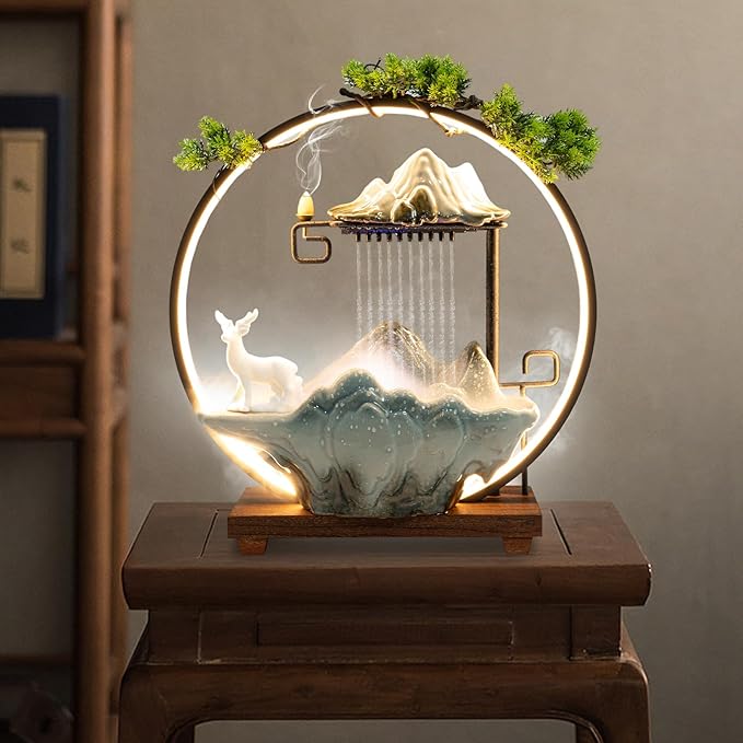 17In Water Fountains Indoor Tabletop Water Fall Humidifier W/LED Light & - Image 7