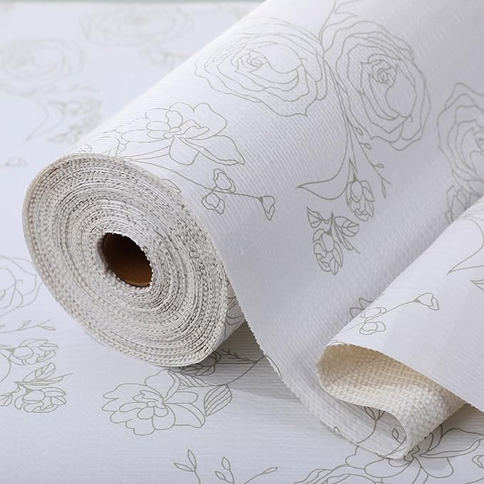 Floral Drawer Liner for Kitchen Cabinets Non-Adhesive Shelf Liner Non-Slip by Insigoo