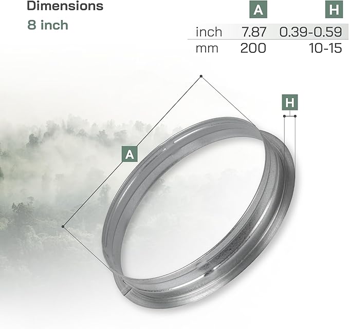 Vent Systems 8" Inch Metal Duct Connector Flange – Galvanized Steel Male-Fit - Image 2