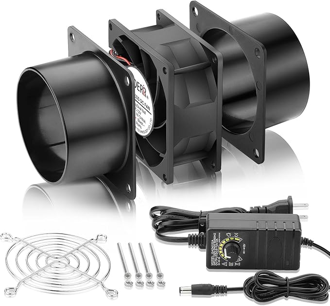 80mm x 38mm 3 Inch Air Vent Duct Booster Adjustable Speed Fan - Image 6