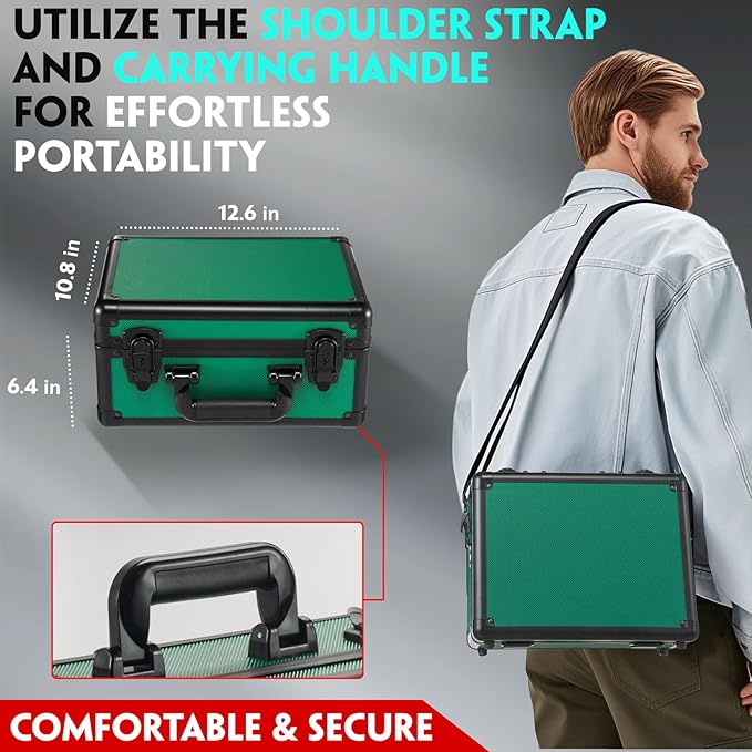 Graded Card Storage Box, Trading Cards Slab Carrying Case, 3 Row Green Hard - Image 2