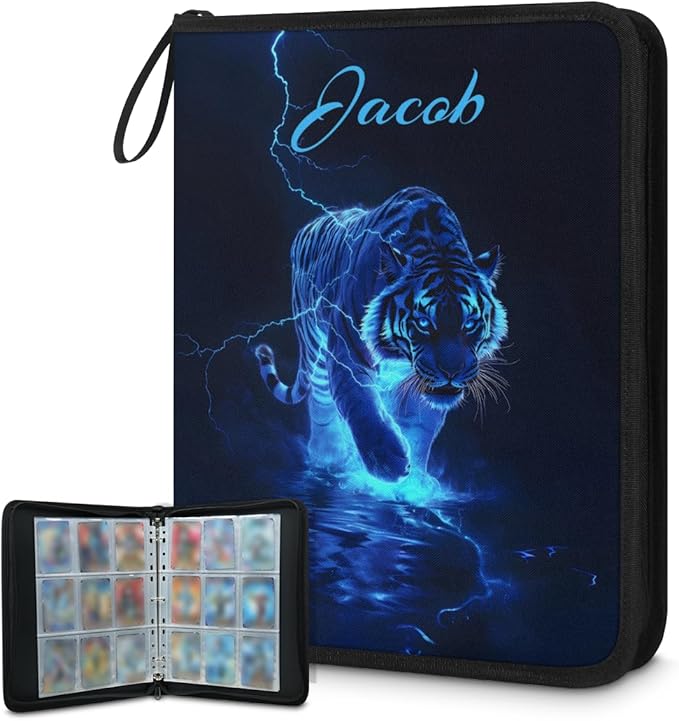 Custom Tiger Card Binder, 9-Pocket Trading Card Binder, Personalized Card by Joyousleap