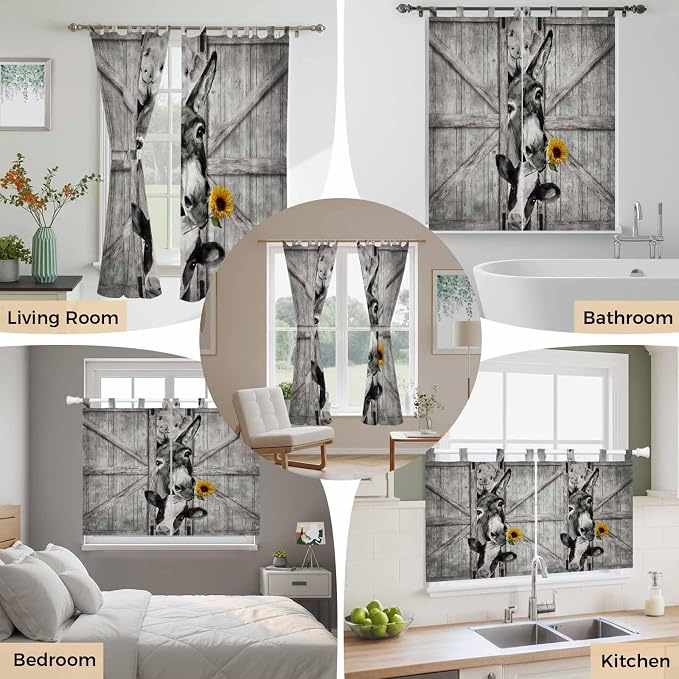 Funny Farm Animals Living Room Curtains 84 Inch Length, Window Curtains Tab Top - Image 7