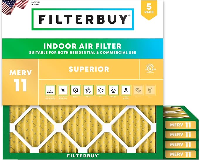 Filterbuy 12x12x1 Air Filter MERV 11 Superior Pet & Allergy Defense, by Filterbuy
