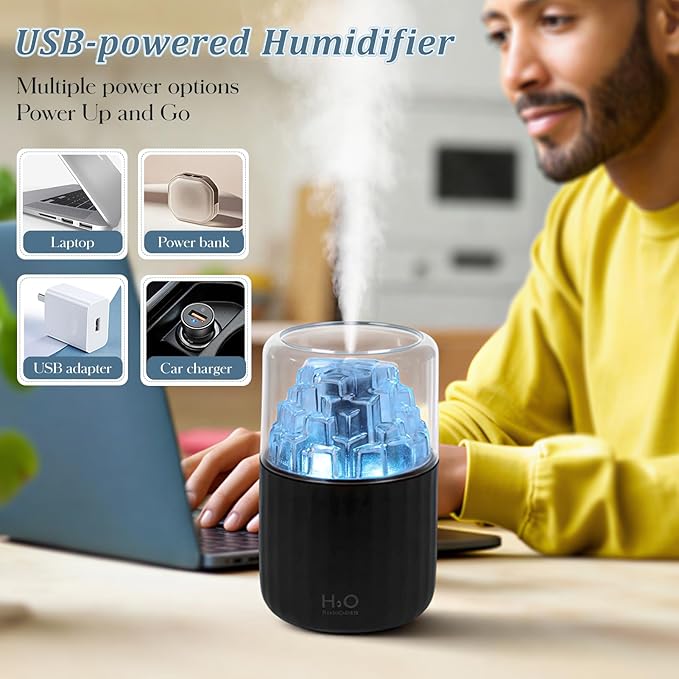 Portable Mist Humidifier with Colorful Light Auto-Off USB Desktop Personal - Image 2