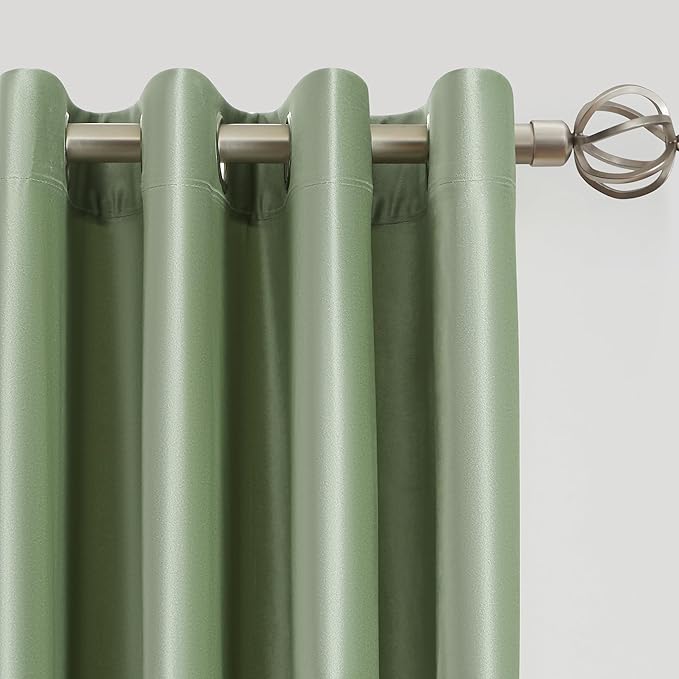 BULBUL Sage Green Velvet Curtains 72 inch Luxury Elegant Living Room Curtain - Image 2