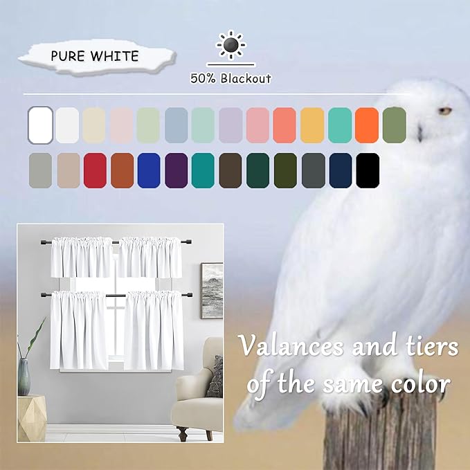 DONREN Pure White Room Darkening Curtains Extra Long 108 inch Length - Image 4