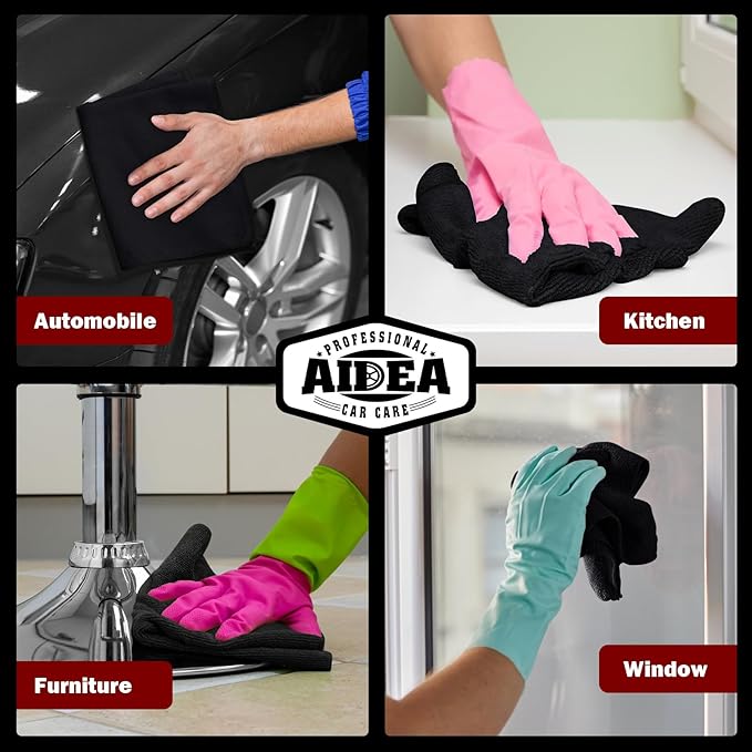 AIDEA Microfiber Cleaning Cloth Black, Microfiber Towels - Image 5