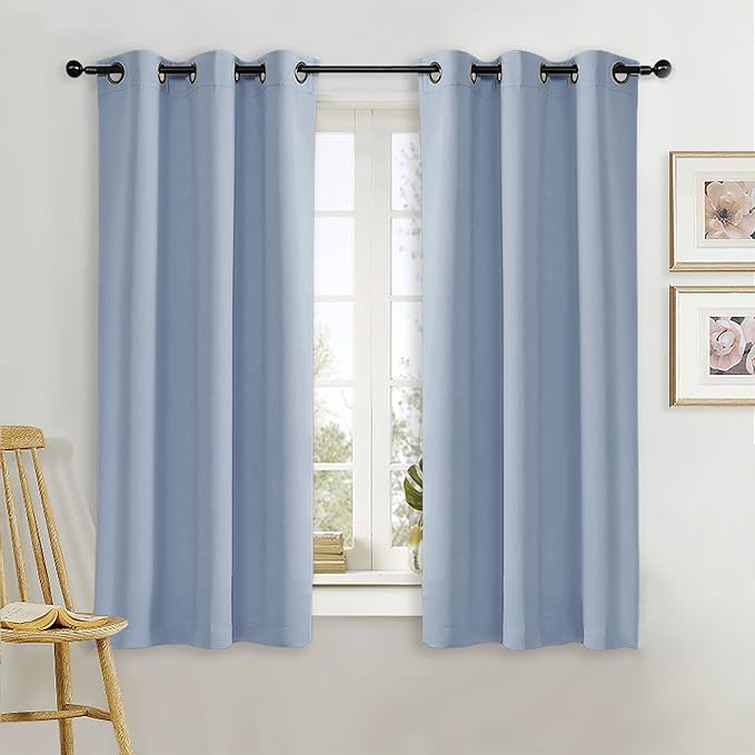 NICETOWN Kitchen Blackout Window Curtain Panel, Vintage Blue, 1 Panel, 42 by 63 by NICETOWN