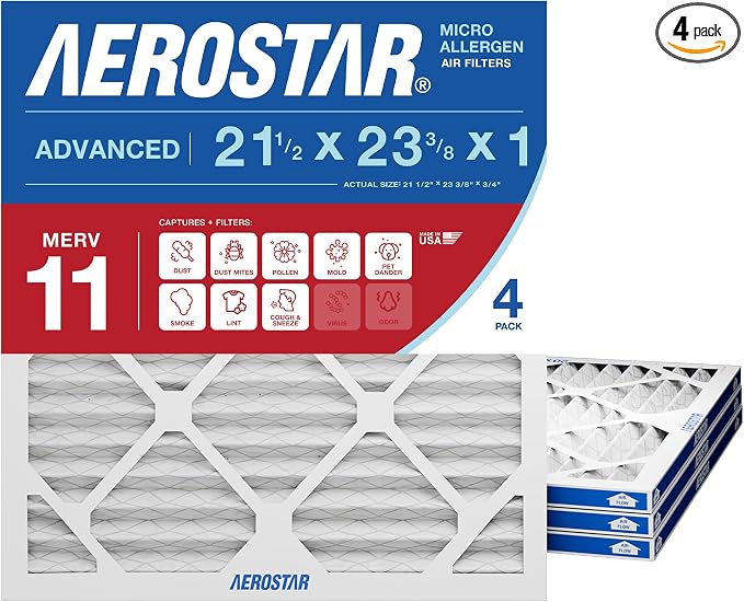 Aerostar 21 1/2x23 3/8x1 MERV 11 High Efficiency Pleated Air Filter, by AirFiltersDelivered