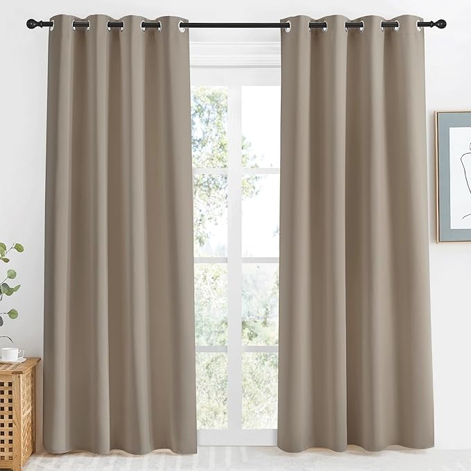 NICETOWN Taupe Blackout Curtain 86" Length, W55 x L86 Inch, 8 Grommets Top by NICETOWN