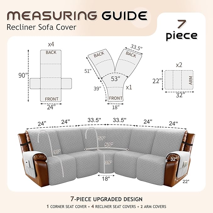 Arfntevss Waterproof Recliner Sectional Couch Covers - Image 5