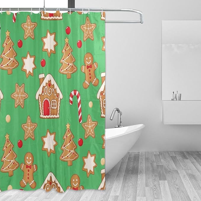 Christmas Gingerbread Brown Shower Curtain Liner 72×72 inch by Unknown