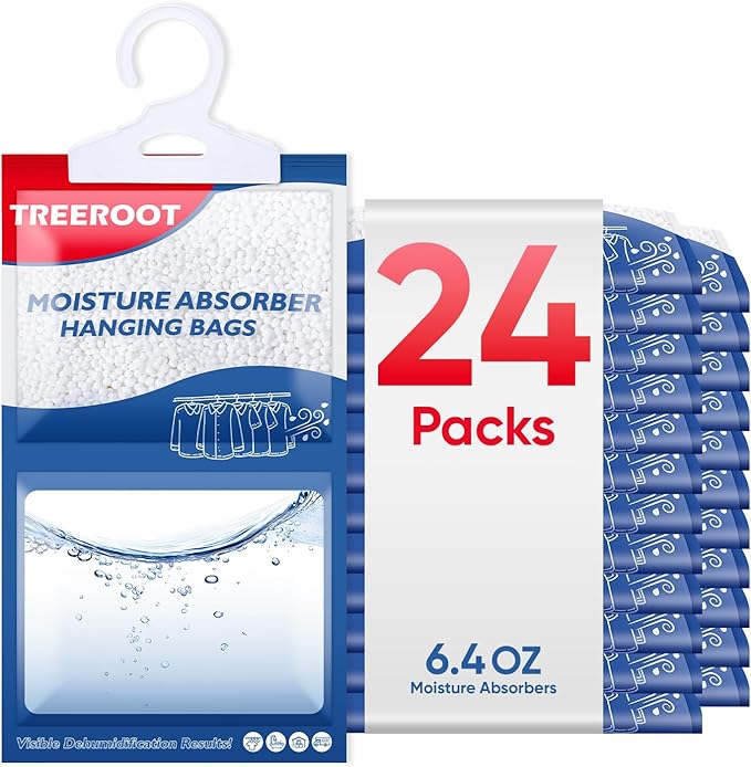 24 Pack Moisture Absorbers for Closet, 6.4OZ Hanging Closet Dehumidifier Bags by Unknown