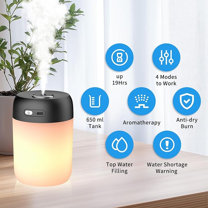 SZO Night Lights Humidifiers For Bedroom, USB Rechargeable, LED Lights For - Image 2