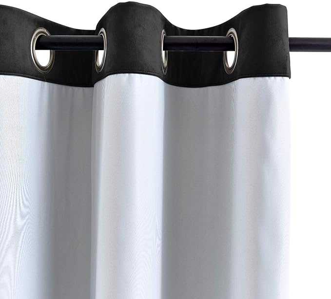 ChadMade Extra Wide Blackout Lined Premium Velvet Curtain Warm Black 120Wx96L - Image 3
