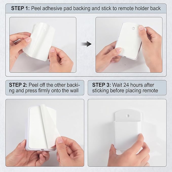 2 Pack White Remote Control Holder, Self adhesive Wall Mount Storage Box - Image 8