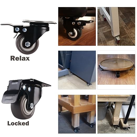 1.5" Casters Set of 8 Heavy-Duty Industrial Caster Wheels - Image 5