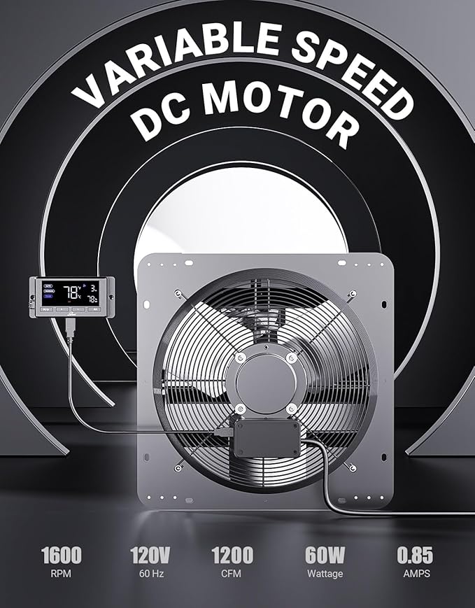 iLIVING 14" Wall Mounted Shutter Exhaust Fan, Automatic Shutter, Temperature - Image 2