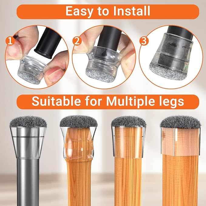 24 Pcs Silicone Chair Leg Floor Protectors Extra Small，Grey Chair Leg Covers to - Image 6