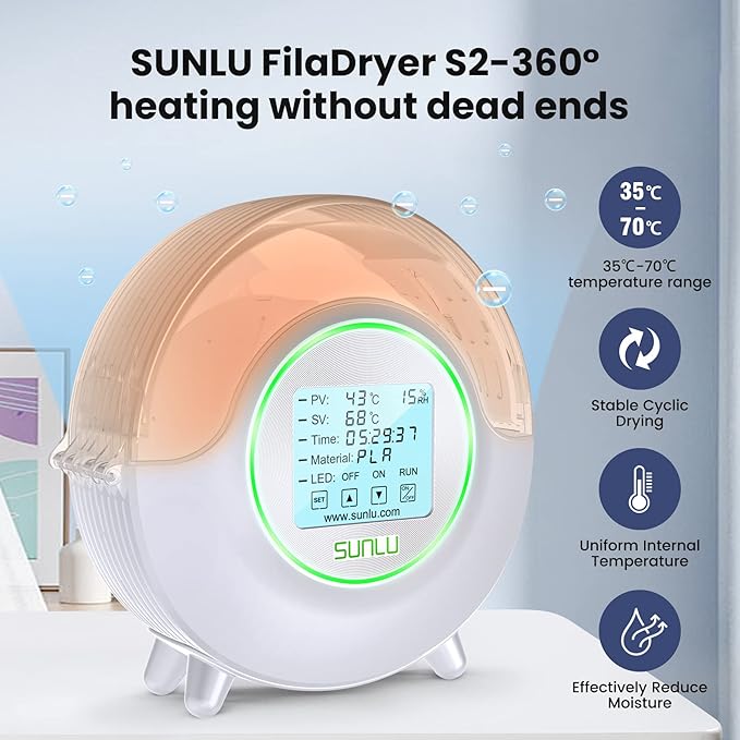 SUNLU Official 3D Printer Filament Dryer S2, Temperature up to 70°C, Built-in - Image 3