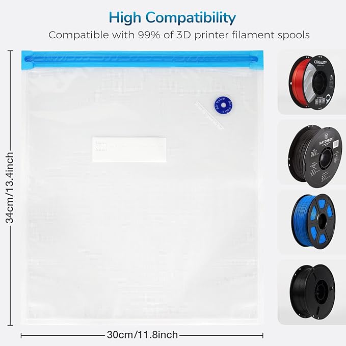FugaCity 3D Printer Filament Storage Vacuum Kit- 20 Pack Reusable Vacuum Bags - Image 6