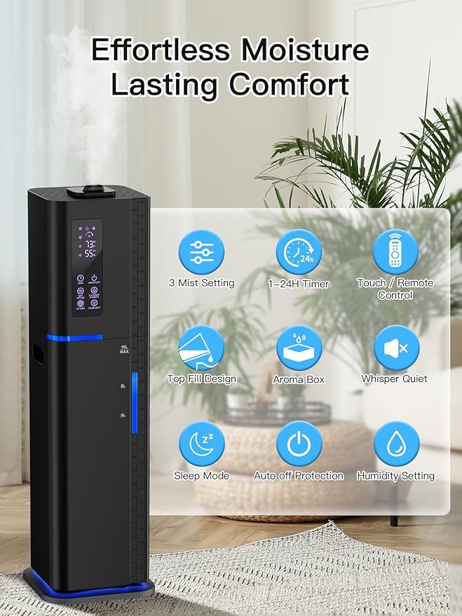 10L/2.64Gal Humidifier, Top Fill Quiet Ultrasonic Cool Mist Humidifiers - Image 4