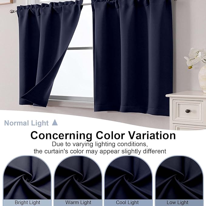 Chyhomenyc Navy Blue Short Blackout Curtains 30 Inch Length, Small Kitchen - Image 8