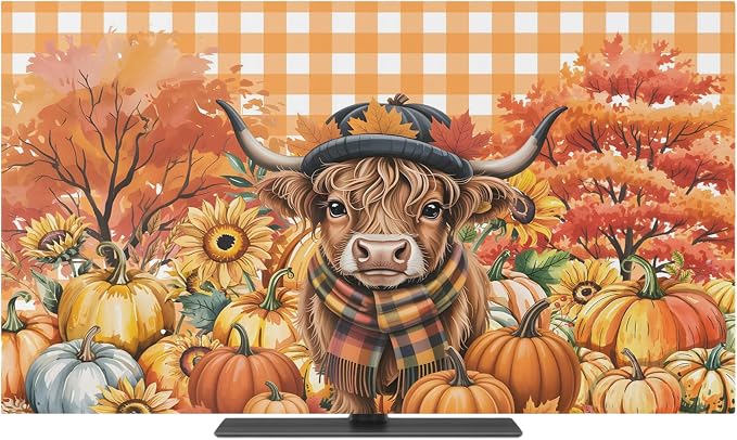 Scottish Highland Cow Indoor TV Cover, Elastic TV Screen Protector Country - Image 2