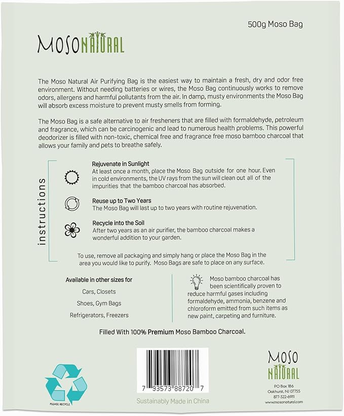 Moso Natural Air Purifying Bag 500g Premium Bamboo Charcoal Odor Absorber - Image 2