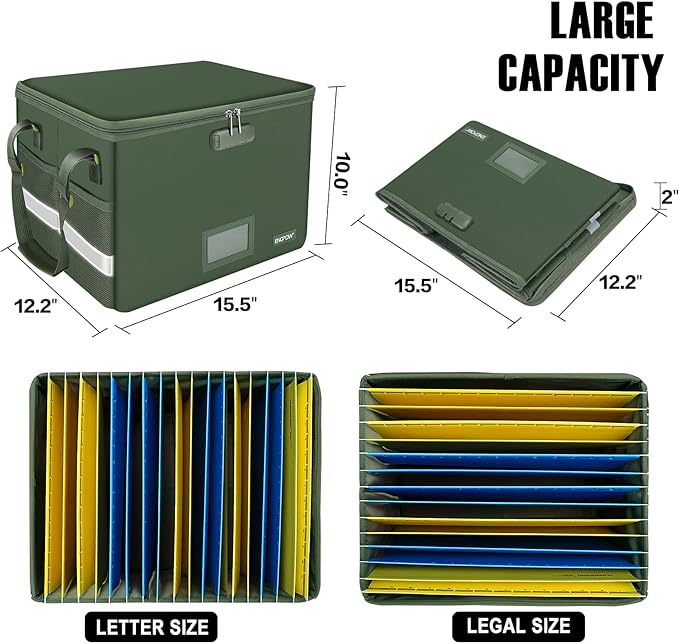 ENGPOW File Box with Lock, Fireproof Document Box with Zipper Lid, Collapsible - Image 5