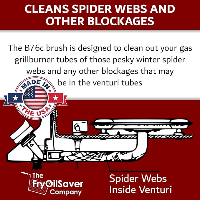Gas Grill Venturi Tube Brush, Cleans Spider Webs, Food Build Up, Prevents Flare - Image 3