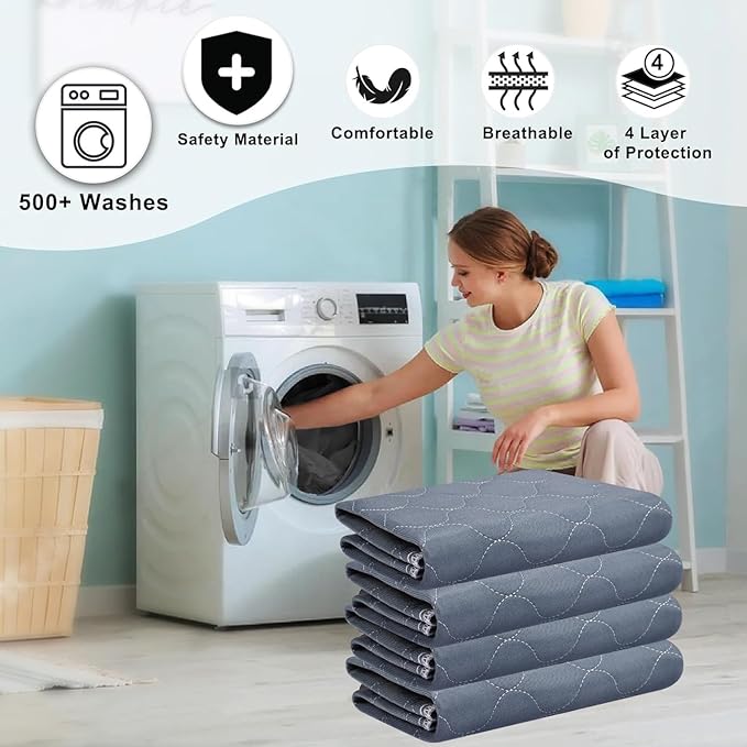 RIQINXIN Waterproof Chair Pads for Incontinence 4 Pack Reusable Seat Protector - Image 5