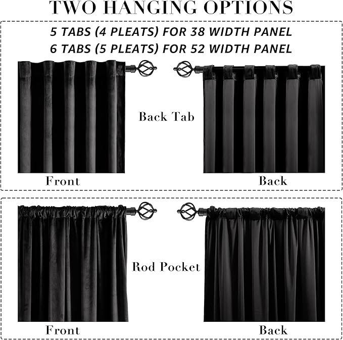 XTMYI Black Blackout Curtains 80 Inch Long - Image 7