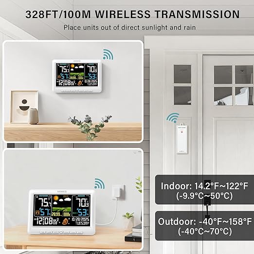 BluSon Weather Station Wireless Indoor Outdoor Thermometer, Color Display - Image 5