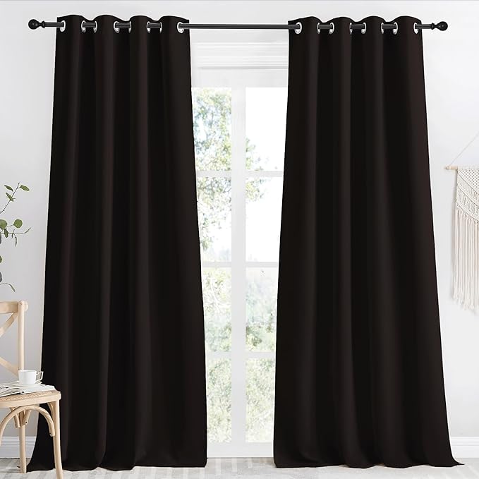 NICETOWN Toffee Brown Blackout Curtain 118 inch Long, W55 x L118, 1 Panel by NICETOWN