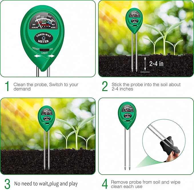 apine Soil Moisture Meter, 3 in 1 Soil pH Tester, Soil Tester - Image 5
