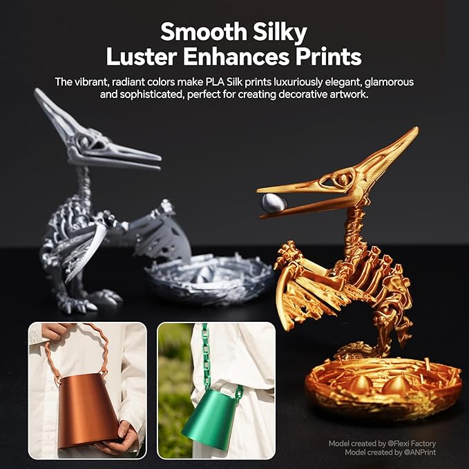 ANYCUBIC Silk Filament, Clog-Free Shiny 3D Printer PLA Filament 1.75mm - Image 2