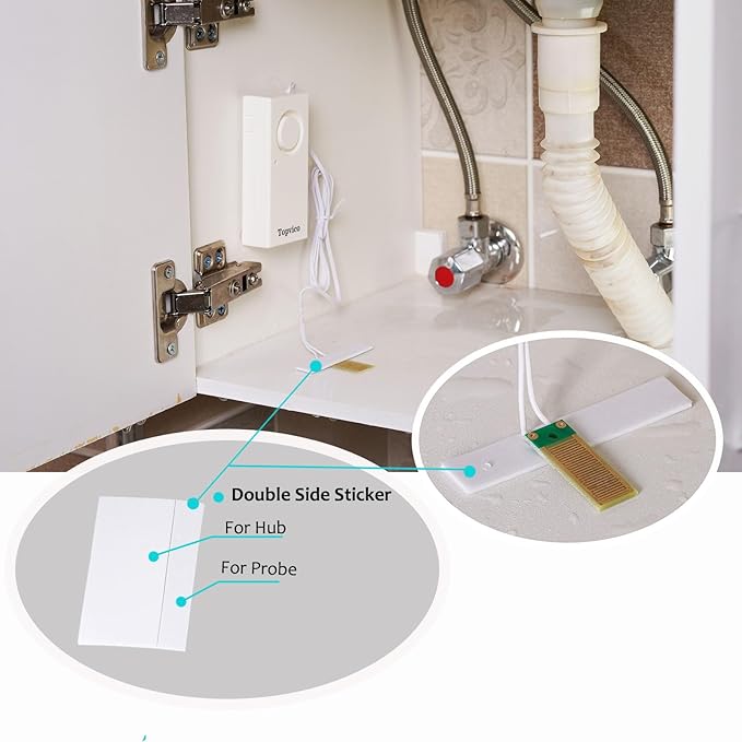 Topvico Water Leak Detector, 120dB Loud Siren, Powered by 9V Battery, Sensor - Image 3