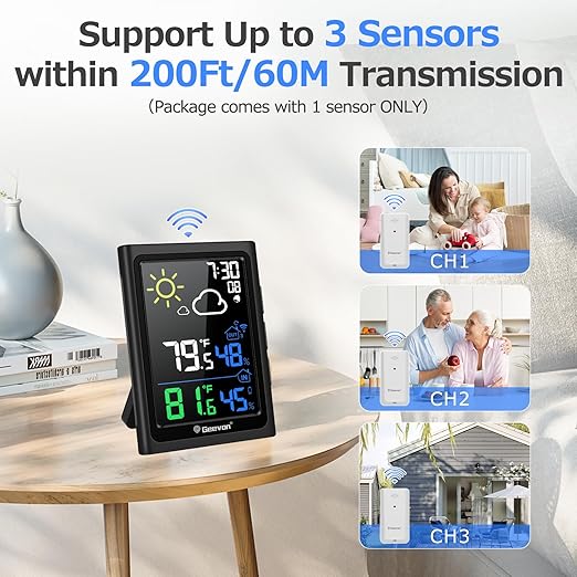 Geevon Indoor Outdoor Thermometer Wireless Weather Station - Image 3