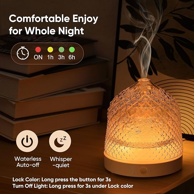 Glass Essential Oil Diffuser, 200ml Ultrasonic Aroma Diffusers - Image 4