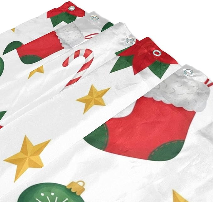 Red Stocking Christmas Shower Curtain Liner 72×72 inch - Image 3