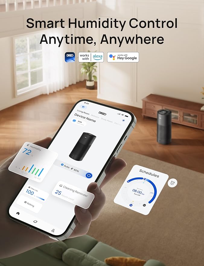 DREO Smart Evaporative Humidifier Large Room up to 1000ft², 800ml/h High Output - Image 6