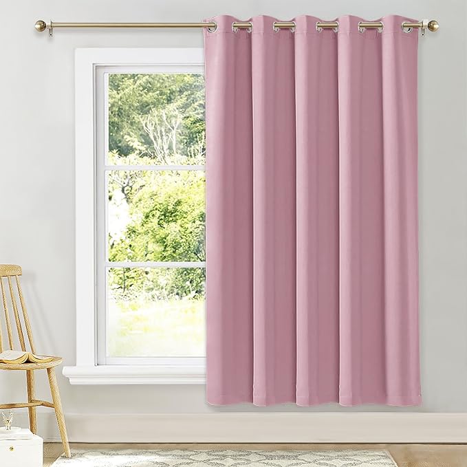 NICETOWN Blackout Wide Blinds for Sliding Door, Rouge Pink, W70 x L72, 1 Panel by NICETOWN